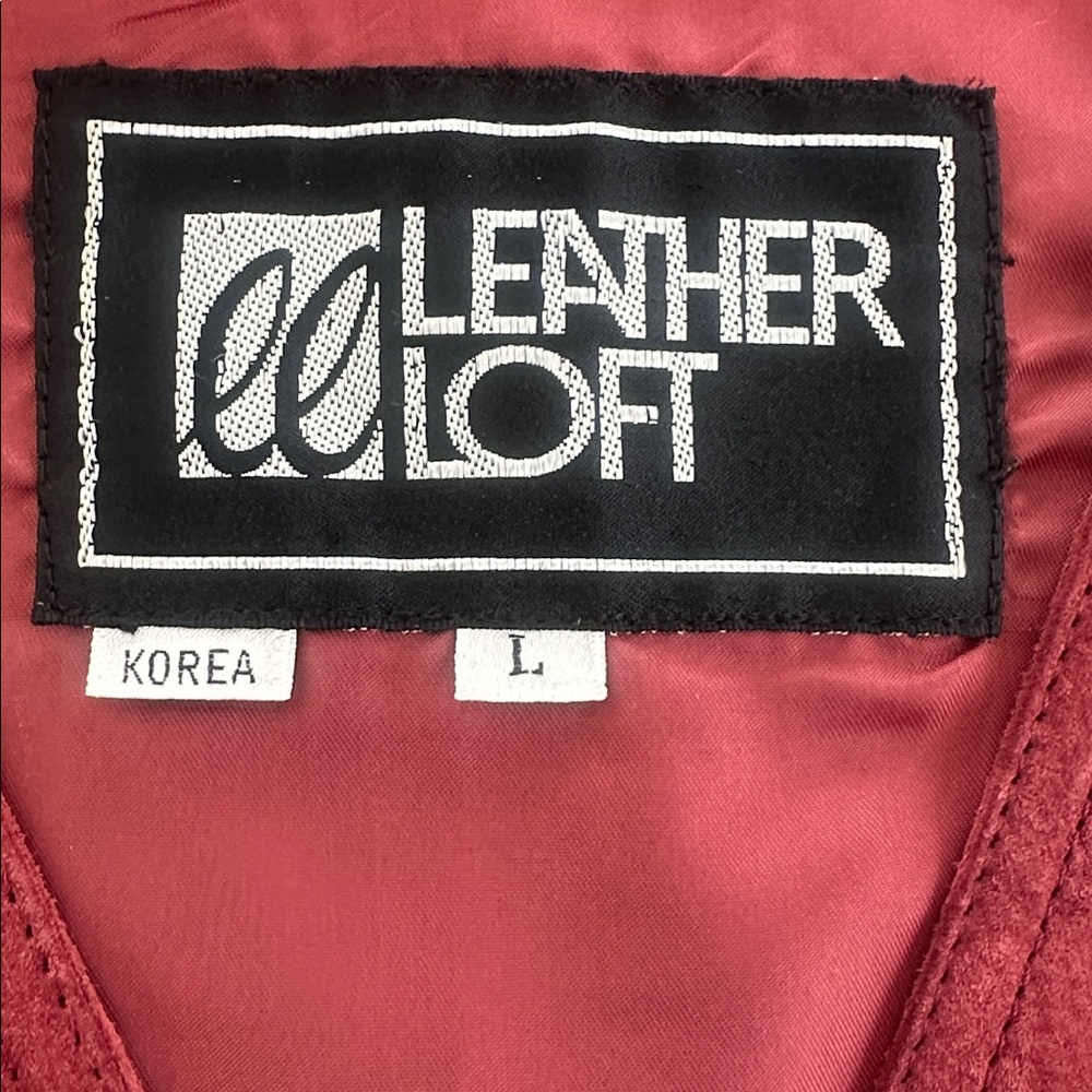 Vintage 90s Suede Vest Leather Loft L Button Front Western Minimalist, Cranberry - Picture 5 of 7